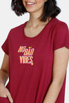 Zivame Looney Tunes Knit Cotton Mid Length Nightdress - Beet Red — thumbnail 5